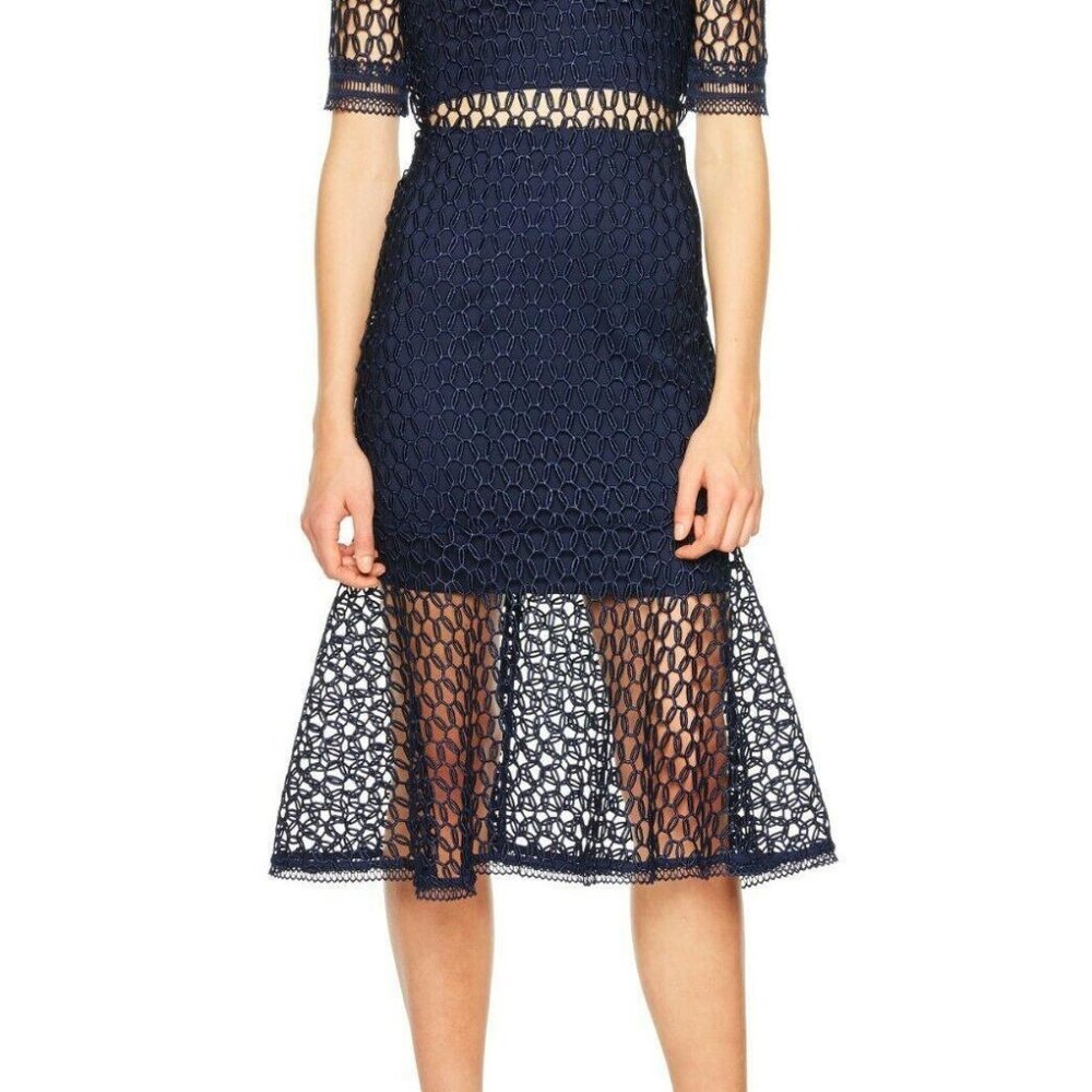 Bardot Fiona Mesh Lace Trumpet Dress style 51820DB